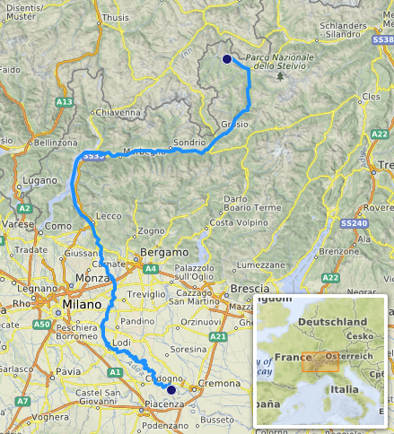 Cartina con il corso dell'Adda