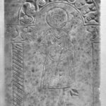 Pluteo frammentario inciso con San Cristoforo, con corona, palma fiorita e lunga veste. Senza Bambino,