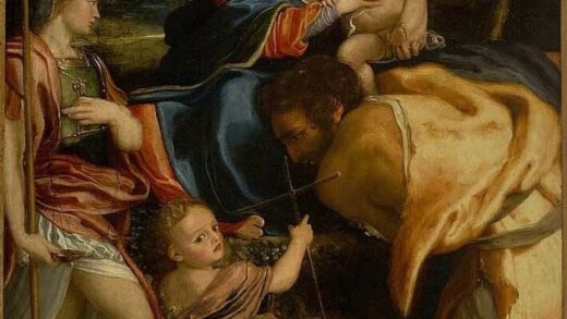 La Madonna prende il Bambino dalle spalle di san Cristoforo