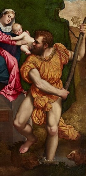 San Cristoforo porge il Bambino alla Madonna