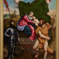 La Madonna prende dalle spalle di san Cristoforo il Bambino