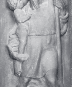 San Cristoforo tiene in braccio il Bambino