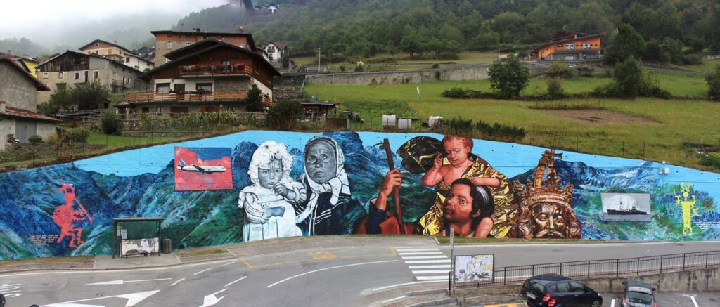 Murales con san Cristoforo, dedicato all'emigrazione