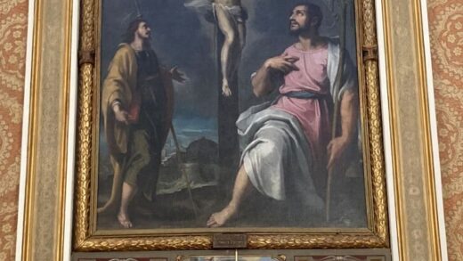 San Cristoforo gigantesco in ginocchio senza Bambino