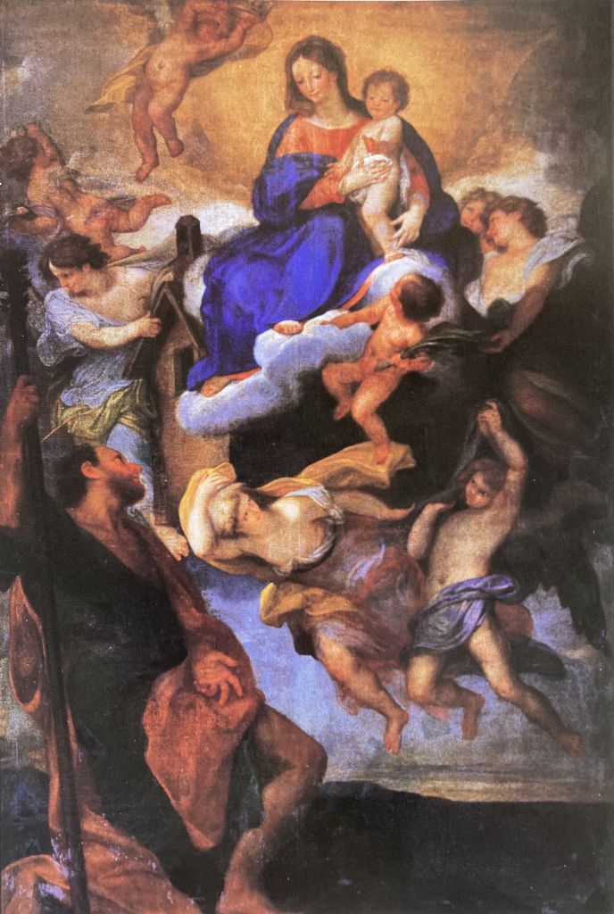 San Cristoforo ha un'apparizione della Madonna