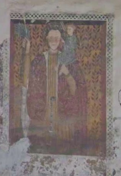 San Cristoforo su fondo a foglie