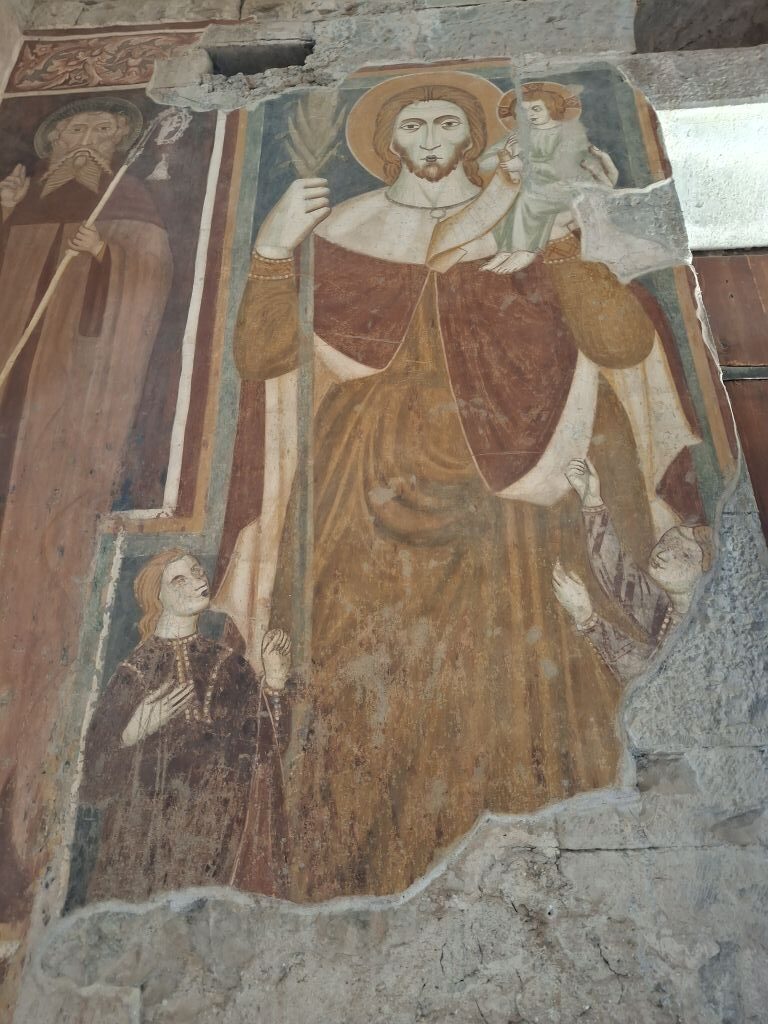 San Cristoforo frontale con Bambino e cartiglio