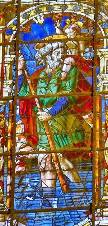 vetrata con vecchio san Critsoforo