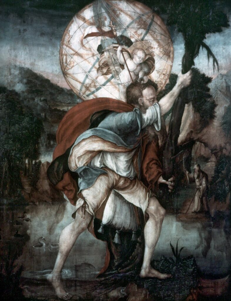 San Cristoforo con grande mondo sulle spalle