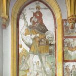 San Cristoforo con sirena eremita quercia e pellegrini alla cintura