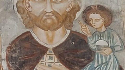 San Cristoforo con Bambino sul braccio e mano sul cuore