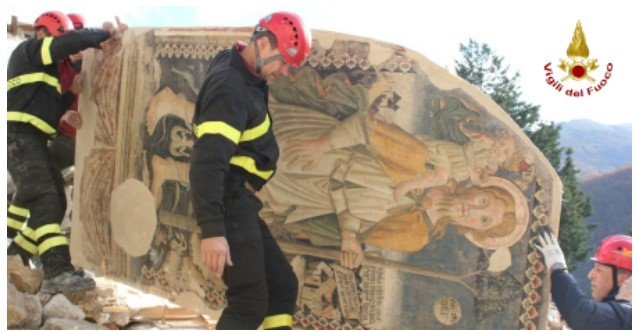 San Cristoforo recuperato dalle macerie